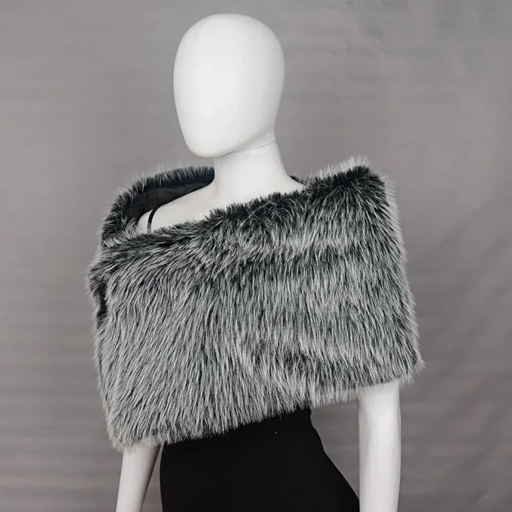 Gray Faux Fur Wrap - Picture 2 of 5